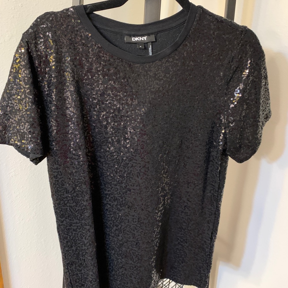 DKNY Black Sequin Holiday/Night Out Top, Medium, LIKE NEW